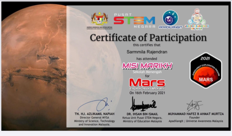 mars exploration - Sarmmila Rajendran